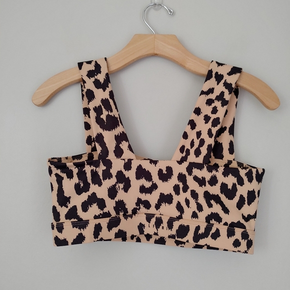 All Fenix Leopard Set Leggings Sports Bra Sz Small Oversized Cheetah Print Camel - Picture 10 of 16